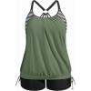 imageHolipick Plus Size Tankini Swimsuits for Women Two Piece Tummy Control Bathing Suit Blouson Tankini Top with ShortsArmy Green
