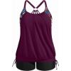 imageHolipick Plus Size Tankini Swimsuits for Women Two Piece Tummy Control Bathing Suit Blouson Tankini Top with ShortsPurple Floral