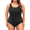 imageHolipick Womens Plus Size One Piece Swimsuits Tummy Control Bathing Suits Sporty SwimwearBlack