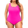 imageHolipick Womens Plus Size One Piece Swimsuits Tummy Control Bathing Suits Sporty SwimwearHot Pink
