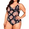 imageHolipick Womens Plus Size One Piece Swimsuits Tummy Control Bathing Suits Sporty SwimwearOrange Floral