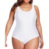 imageHolipick Womens Plus Size One Piece Swimsuits Tummy Control Bathing Suits Sporty SwimwearWhite
