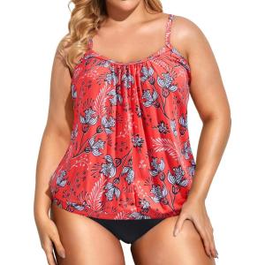 imageHolipick Plus Size Tankini Swimsuit for Women Tummy Control Two Piece Bathing Suit TankiniHot Pink