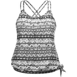 imageHolipick Plus Size Tankini Tops for Women Blouson Tummy Control Swim top Loose Fit Bathing Suit Top No BottomBlack Tribal