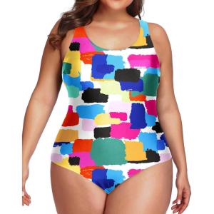 imageHolipick Womens Plus Size One Piece Swimsuits Tummy Control Bathing Suits Sporty SwimwearColor Block