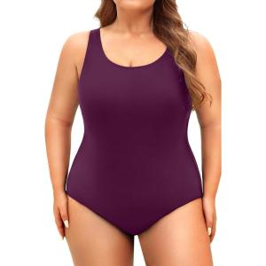 imageHolipick Womens Plus Size One Piece Swimsuits Tummy Control Bathing Suits Sporty SwimwearMaroon