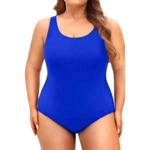 imageHolipick Womens Plus Size One Piece Swimsuits Tummy Control Bathing Suits Sporty SwimwearRoyal Blue