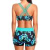 imageHolipick 3 Piece Tankini Swimsuits for Women Tummy Control Bathing Suits Swim Tank Top with Bra Boy Shorts Teen SwimwearAqua and Blue