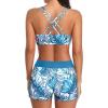 imageHolipick 3 Piece Tankini Swimsuits for Women Tummy Control Bathing Suits Swim Tank Top with Bra Boy Shorts Teen SwimwearBlue Leaf