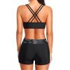 imageHolipick 3 Piece Tankini Swimsuits for Women Tummy Control Bathing Suits Swim Tank Top with Bra Boy Shorts Teen SwimwearCamo