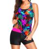 imageHolipick 3 Piece Tankini Swimsuits for Women Tummy Control Bathing Suits Swim Tank Top with Bra Boy Shorts Teen SwimwearColorful Leaves