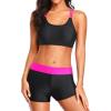 imageHolipick 3 Piece Tankini Swimsuits for Women Tummy Control Bathing Suits Swim Tank Top with Bra Boy Shorts Teen SwimwearColorful Leaves