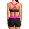 imageHolipick 3 Piece Tankini Swimsuits for Women Tummy Control Bathing Suits Swim Tank Top with Bra Boy Shorts Teen SwimwearColorful Leaves