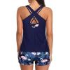 imageHolipick 3 Piece Tankini Swimsuits for Women Tummy Control Bathing Suits Swim Tank Top with Bra Boy Shorts Teen SwimwearFlamingo