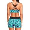 imageHolipick 3 Piece Tankini Swimsuits for Women Tummy Control Bathing Suits Swim Tank Top with Bra Boy Shorts Teen SwimwearGreen Paisley