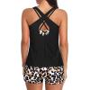 imageHolipick 3 Piece Tankini Swimsuits for Women Tummy Control Bathing Suits Swim Tank Top with Bra Boy Shorts Teen SwimwearLeopard