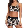 imageHolipick 3 Piece Tankini Swimsuits for Women Tummy Control Bathing Suits Swim Tank Top with Bra Boy Shorts Teen SwimwearLeopard