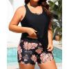 imageHolipick 3 Piece Tankini Swimsuits for Women Tummy Control Bathing Suits Swim Tank Top with Bra Boy Shorts Teen SwimwearPink Floral