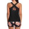 imageHolipick 3 Piece Tankini Swimsuits for Women Tummy Control Bathing Suits Swim Tank Top with Bra Boy Shorts Teen SwimwearPink Floral
