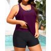 imageHolipick 3 Piece Tankini Swimsuits for Women Tummy Control Bathing Suits Swim Tank Top with Bra Boy Shorts Teen SwimwearPurple