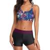 imageHolipick 3 Piece Tankini Swimsuits for Women Tummy Control Bathing Suits Swim Tank Top with Bra Boy Shorts Teen SwimwearPurple