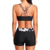 imageHolipick 3 Piece Tankini Swimsuits for Women Tummy Control Bathing Suits Swim Tank Top with Bra Boy Shorts Teen SwimwearPurple Flowers