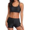 imageHolipick 3 Piece Tankini Swimsuits for Women Tummy Control Bathing Suits Swim Tank Top with Bra Boy Shorts Teen SwimwearRed