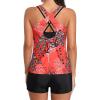 imageHolipick 3 Piece Tankini Swimsuits for Women Tummy Control Bathing Suits Swim Tank Top with Bra Boy Shorts Teen SwimwearRed