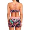 imageHolipick 3 Piece Tankini Swimsuits for Women Tummy Control Bathing Suits Swim Tank Top with Bra Boy Shorts Teen SwimwearRed Leaves