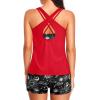 imageHolipick 3 Piece Tankini Swimsuits for Women Tummy Control Bathing Suits Swim Tank Top with Bra Boy Shorts Teen SwimwearSun and Moon