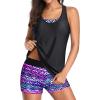 imageHolipick 3 Piece Tankini Swimsuits for Women Tummy Control Bathing Suits Swim Tank Top with Bra Boy Shorts Teen SwimwearTribal