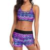imageHolipick 3 Piece Tankini Swimsuits for Women Tummy Control Bathing Suits Swim Tank Top with Bra Boy Shorts Teen SwimwearTribal