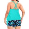 imageHolipick Women Plus Size Two Piece Tankini Swimsuit Tummy Control Bathing Suits Blouson Tankini Top with Boy ShortsAqua and Blue Flower