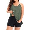 imageHolipick Women Plus Size Two Piece Tankini Swimsuit Tummy Control Bathing Suits Blouson Tankini Top with Boy ShortsArmy Green