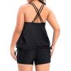 imageHolipick Women Plus Size Two Piece Tankini Swimsuit Tummy Control Bathing Suits Blouson Tankini Top with Boy ShortsBlack