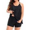 imageHolipick Women Plus Size Two Piece Tankini Swimsuit Tummy Control Bathing Suits Blouson Tankini Top with Boy ShortsBlack