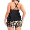 imageHolipick Women Plus Size Two Piece Tankini Swimsuit Tummy Control Bathing Suits Blouson Tankini Top with Boy ShortsBlack Leopard