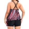 imageHolipick Women Plus Size Two Piece Tankini Swimsuit Tummy Control Bathing Suits Blouson Tankini Top with Boy ShortsBlack Pink Stripe