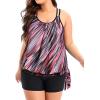 imageHolipick Women Plus Size Two Piece Tankini Swimsuit Tummy Control Bathing Suits Blouson Tankini Top with Boy ShortsBlack Pink Stripe