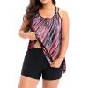 imageHolipick Women Plus Size Two Piece Tankini Swimsuit Tummy Control Bathing Suits Blouson Tankini Top with Boy ShortsBlack Pink Stripe