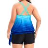 imageHolipick Women Plus Size Two Piece Tankini Swimsuit Tummy Control Bathing Suits Blouson Tankini Top with Boy ShortsBlue Gradient