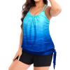 imageHolipick Women Plus Size Two Piece Tankini Swimsuit Tummy Control Bathing Suits Blouson Tankini Top with Boy ShortsBlue Gradient