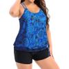 imageHolipick Women Plus Size Two Piece Tankini Swimsuit Tummy Control Bathing Suits Blouson Tankini Top with Boy ShortsBlue Paisley