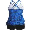 imageHolipick Women Plus Size Two Piece Tankini Swimsuit Tummy Control Bathing Suits Blouson Tankini Top with Boy ShortsBlue Paisley