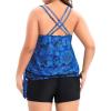 imageHolipick Women Plus Size Two Piece Tankini Swimsuit Tummy Control Bathing Suits Blouson Tankini Top with Boy ShortsBlue Paisley