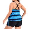 imageHolipick Women Plus Size Two Piece Tankini Swimsuit Tummy Control Bathing Suits Blouson Tankini Top with Boy ShortsBlue Stripes