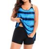 imageHolipick Women Plus Size Two Piece Tankini Swimsuit Tummy Control Bathing Suits Blouson Tankini Top with Boy ShortsBlue Stripes