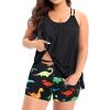 imageHolipick Women Plus Size Two Piece Tankini Swimsuit Tummy Control Bathing Suits Blouson Tankini Top with Boy ShortsDinosaur
