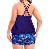 imageHolipick Women Plus Size Two Piece Tankini Swimsuit Tummy Control Bathing Suits Blouson Tankini Top with Boy ShortsFlamingo