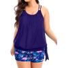 imageHolipick Women Plus Size Two Piece Tankini Swimsuit Tummy Control Bathing Suits Blouson Tankini Top with Boy ShortsFlamingo